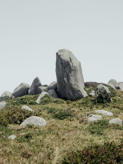 Free Explore the unique rock formations in the grasslands of Santa Catarina, Brazil under clear skies. Stock Photo
