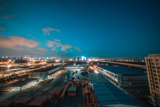 Captivating cityscape at night showcasing bright city lights with a skyline view.