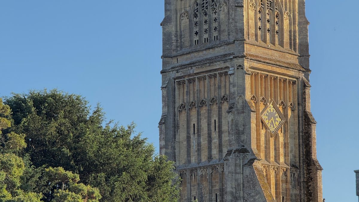 The tower of the Church of St John the Baptist in Cirencester, where contractor accommodation is a short walk from the Market Place