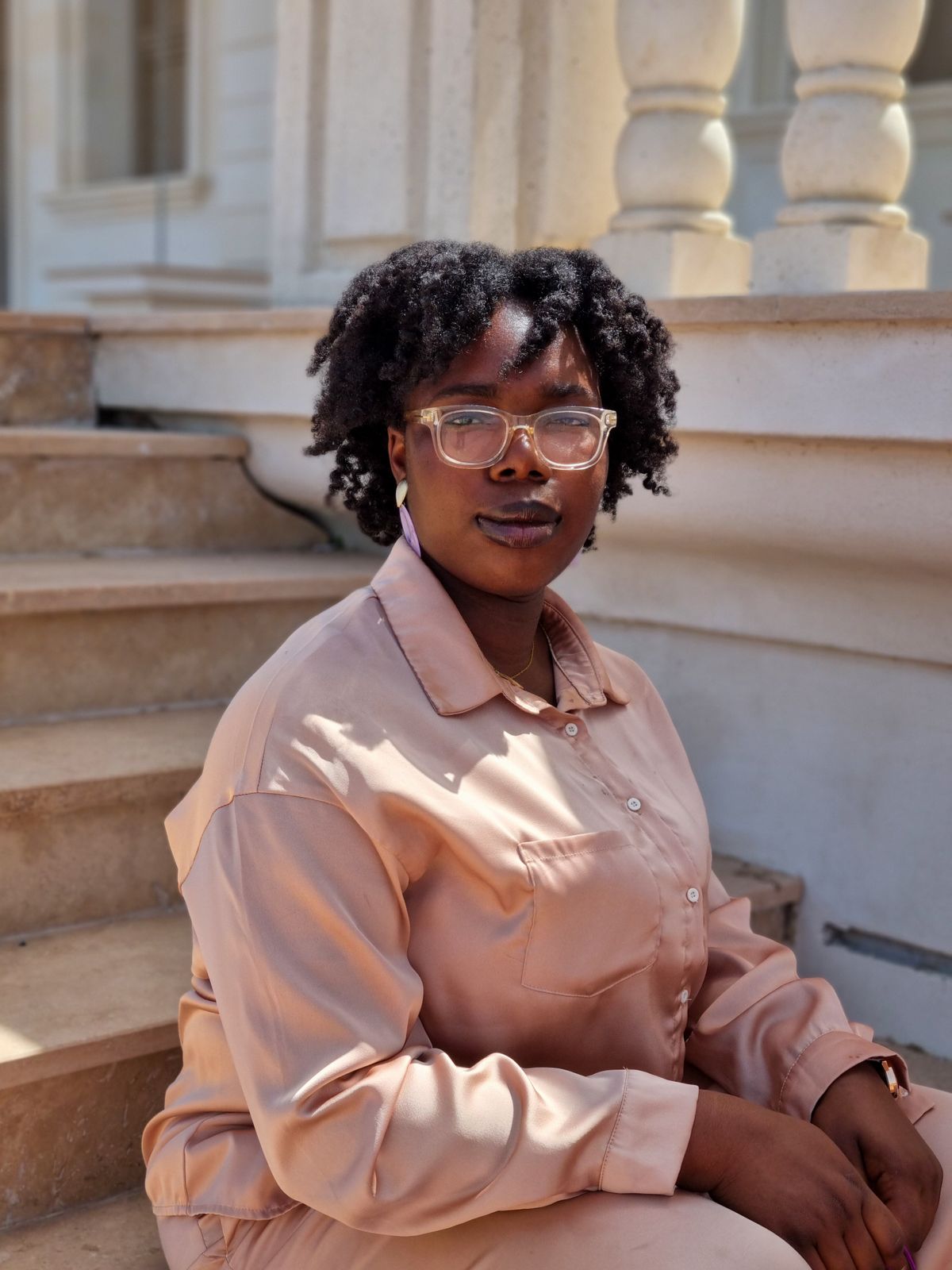 Woman wearing glasses outdoors