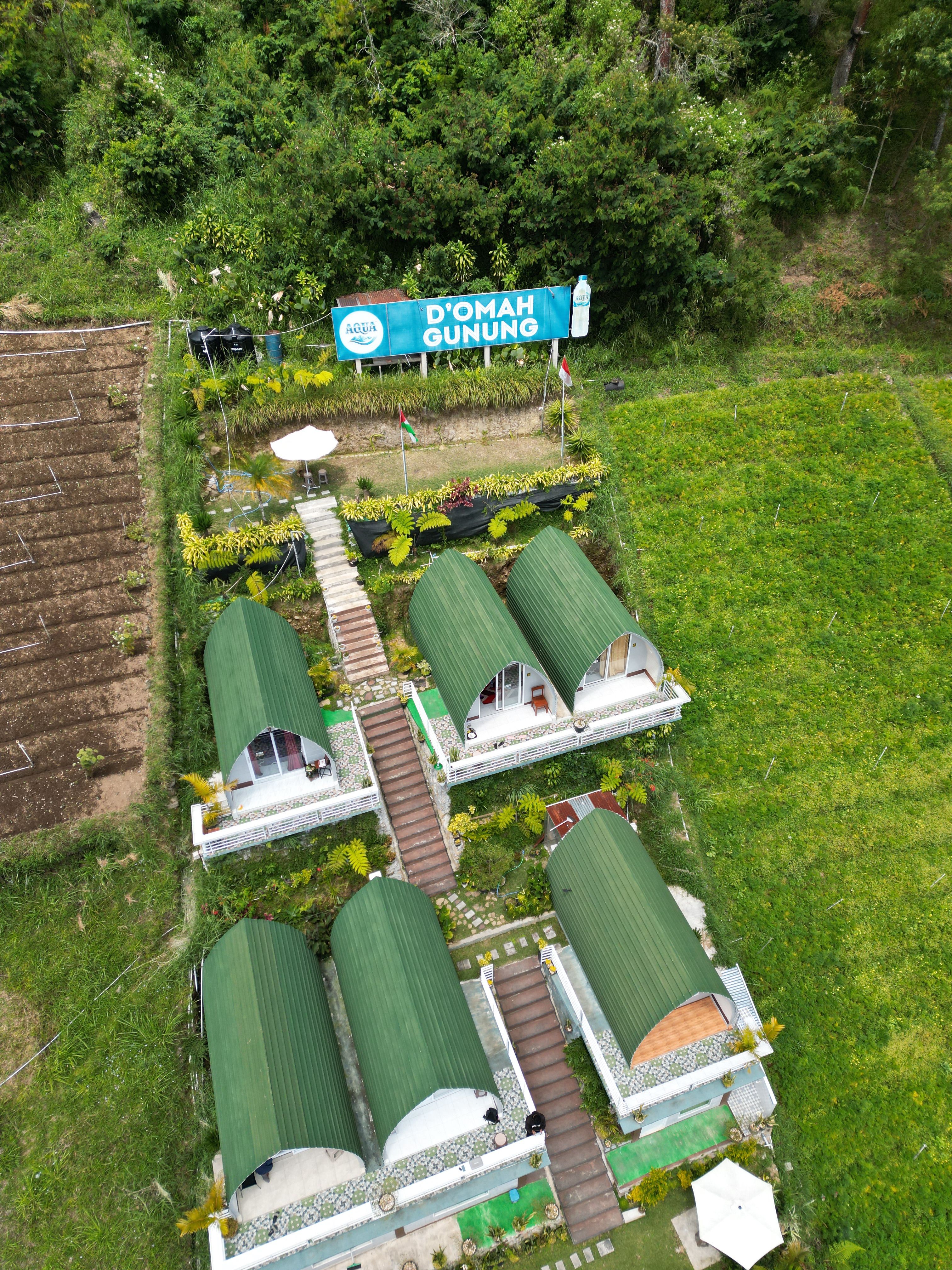Aerial View of Eco-Friendly Cabin Retreat