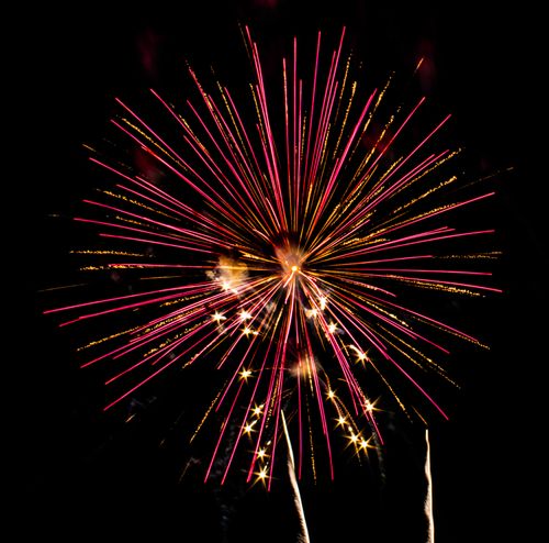 Free Colorful fireworks burst in the dark, creating a vibrant night display. Stock Photo