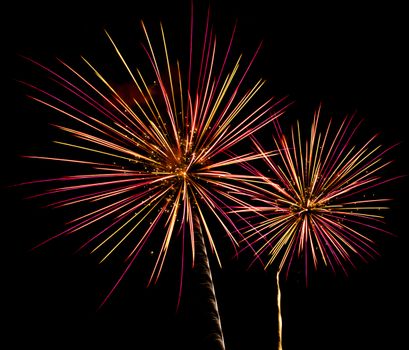 Colorful fireworks displaying a bright spectacle against a dark night sky.