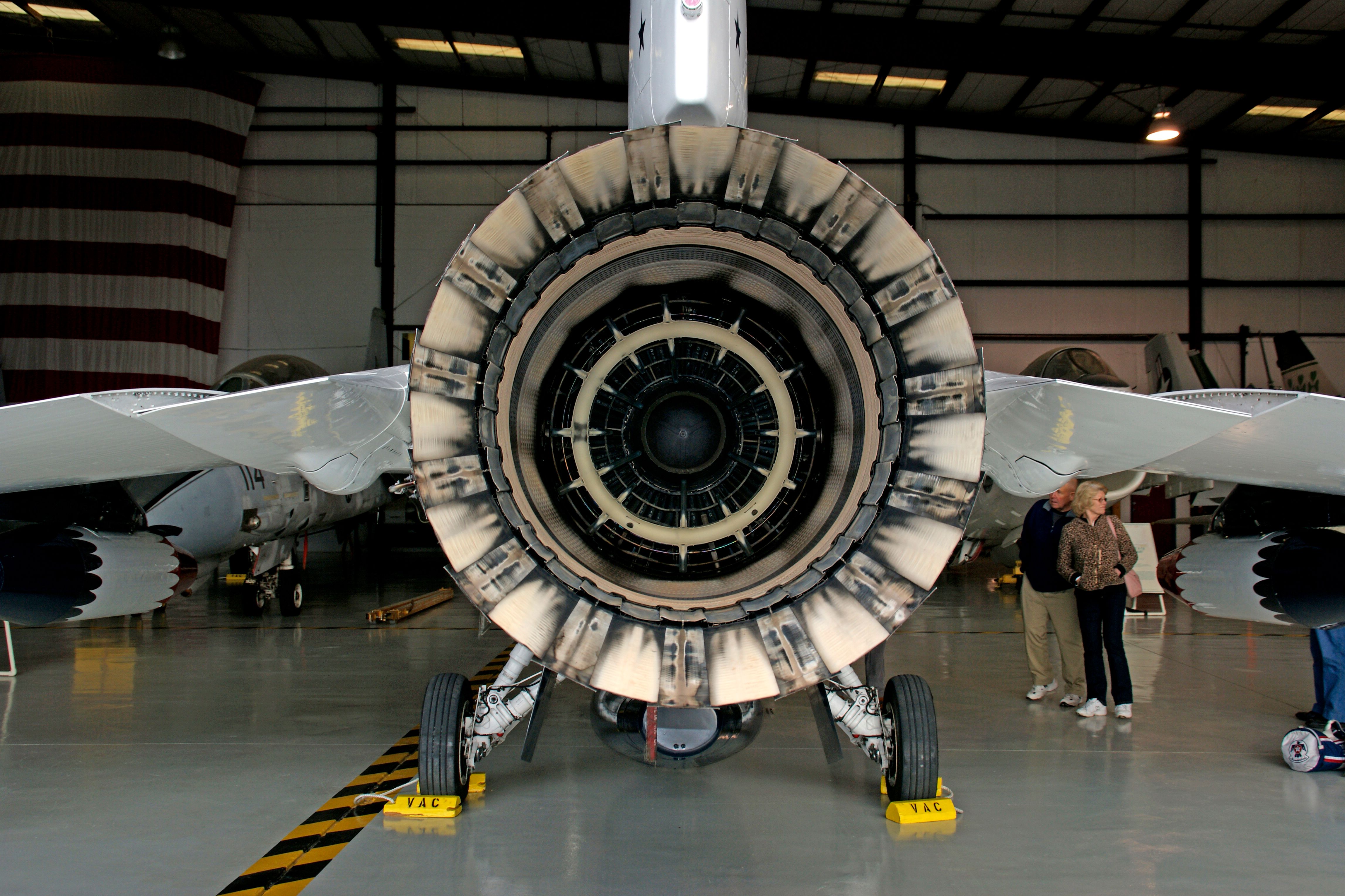 Close-up View of a Jet Engine in Hangar · Free Stock Photo