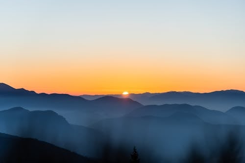 Silhouette Photography of Mountain