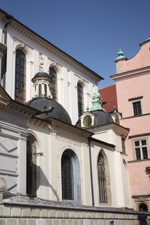 Free Captivating view of historic European buildings with intricate architecture under a clear blue sky. Stock Photo