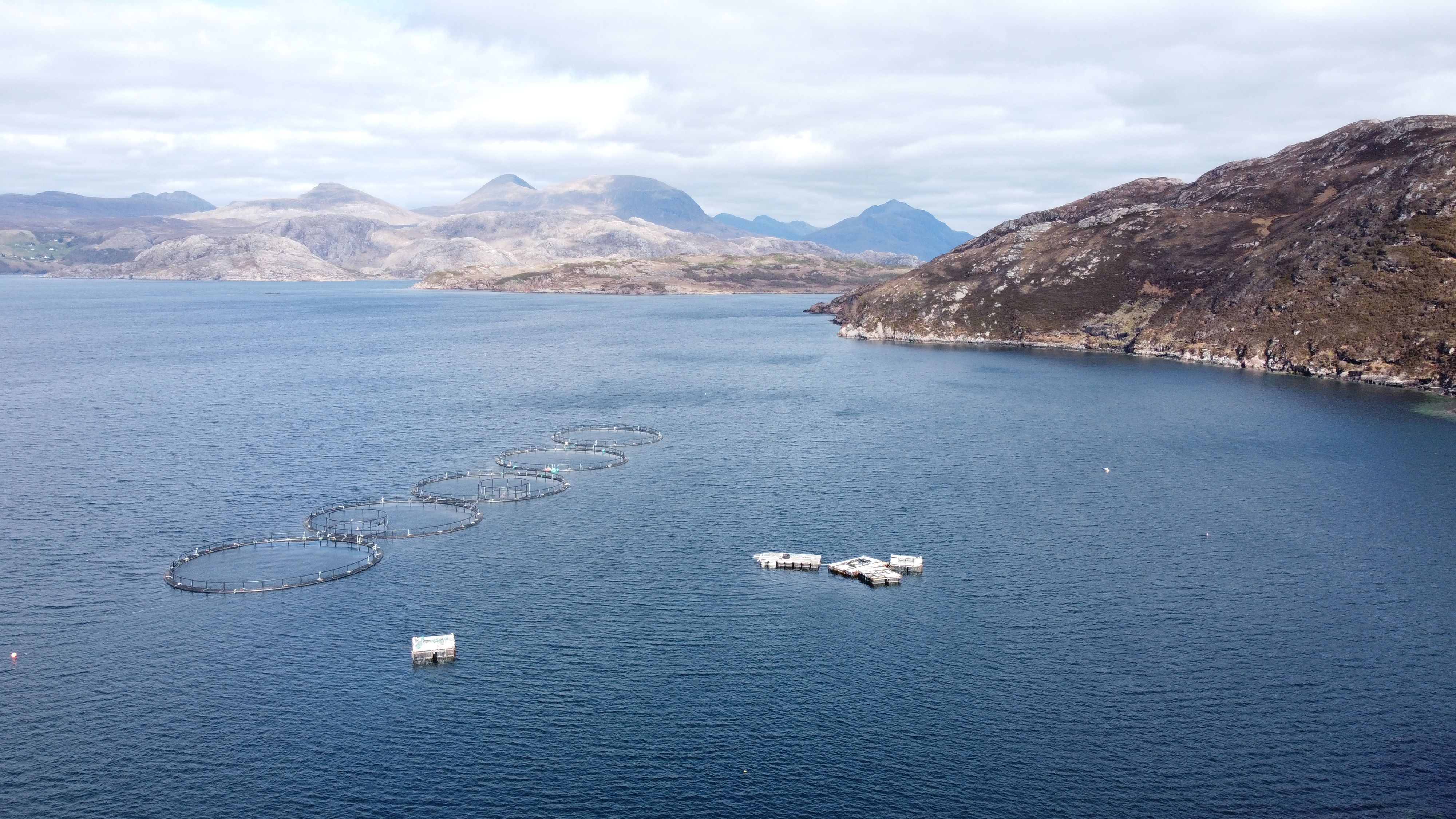 Aerial View of Fish Farm in Scottish Loch · Free Stock Photo