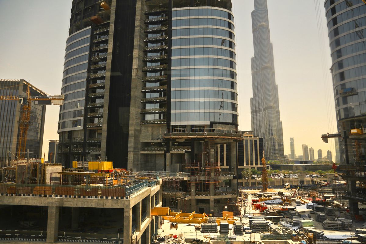 High-rise buildings under construction in Dubai, UAE