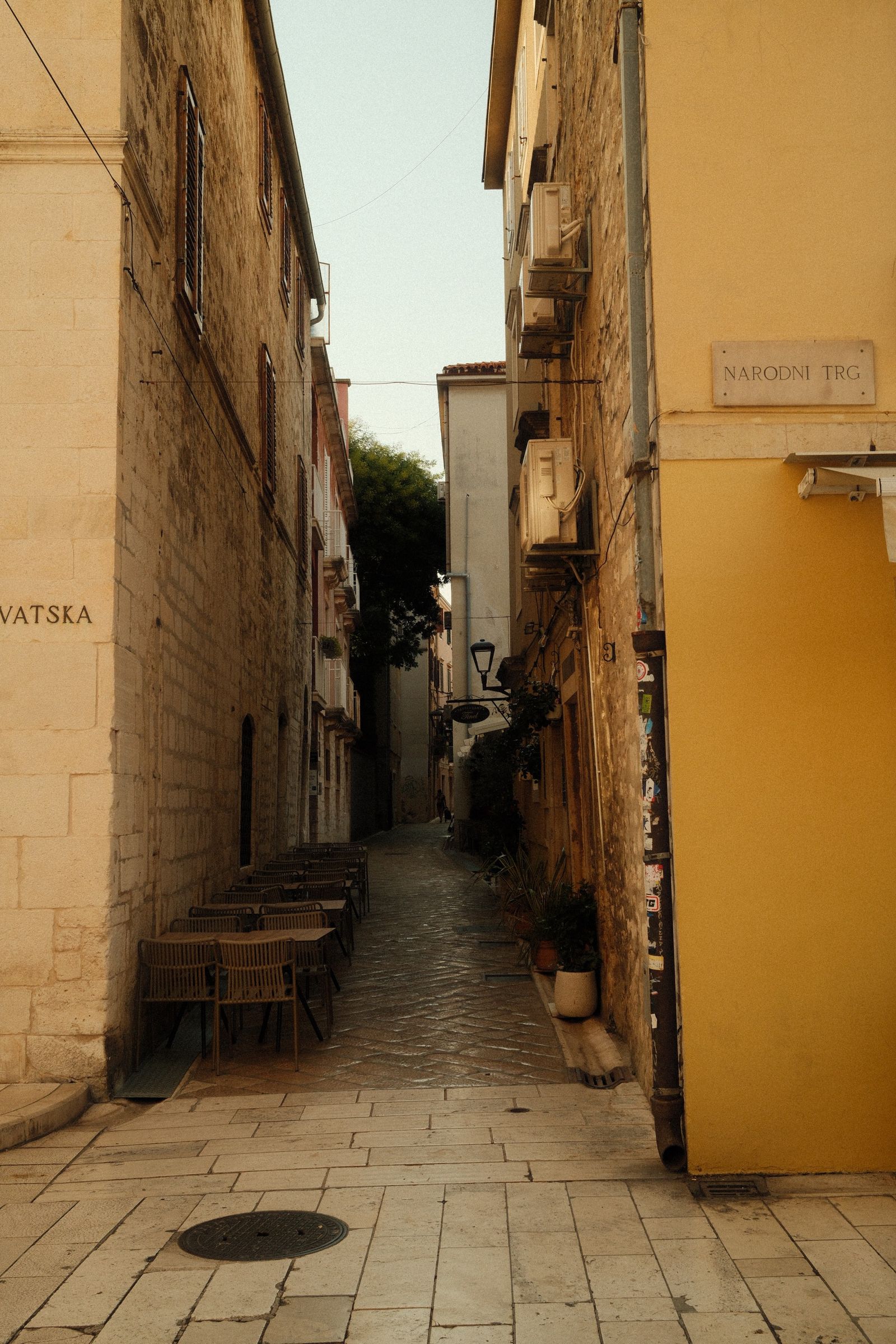 Narrow stone street in Zadar's old town