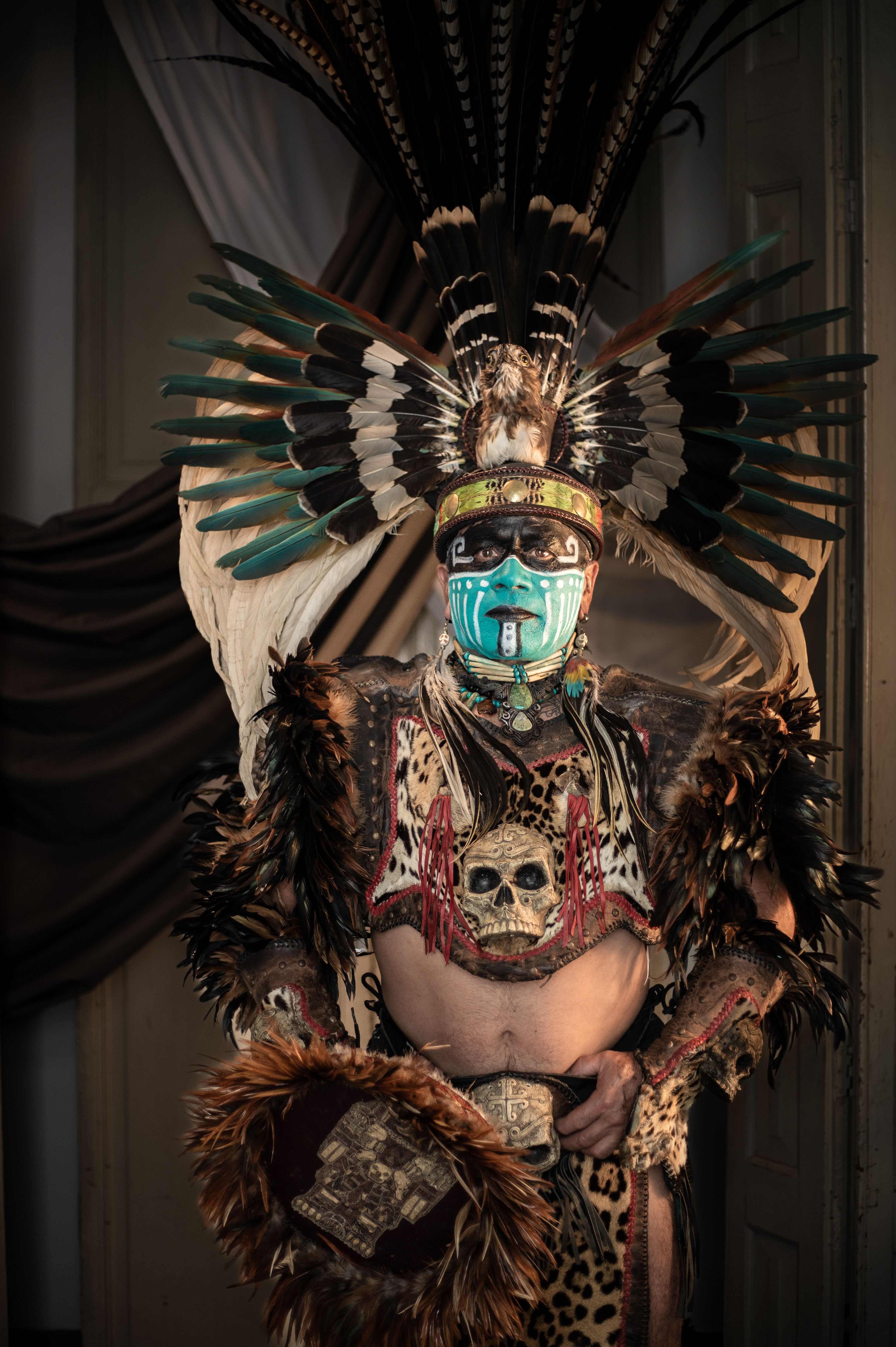 Aztec Warrior in Traditional Jaguar Costume · Free Stock Photo