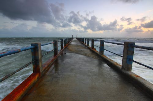 бесплатная Серый бетонный пляжный причал Стоковое фото
