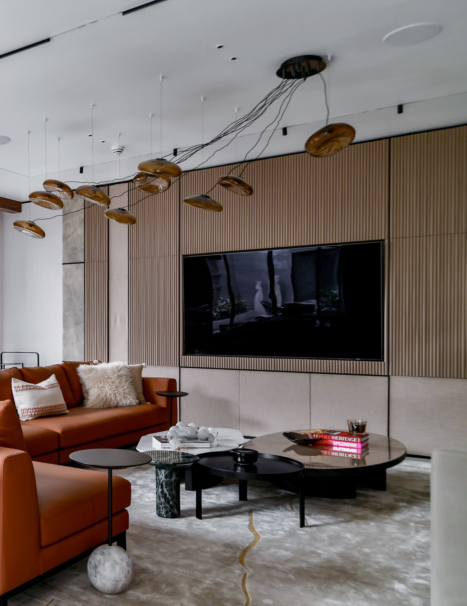 Premium contemporary interior with warm wood detailing