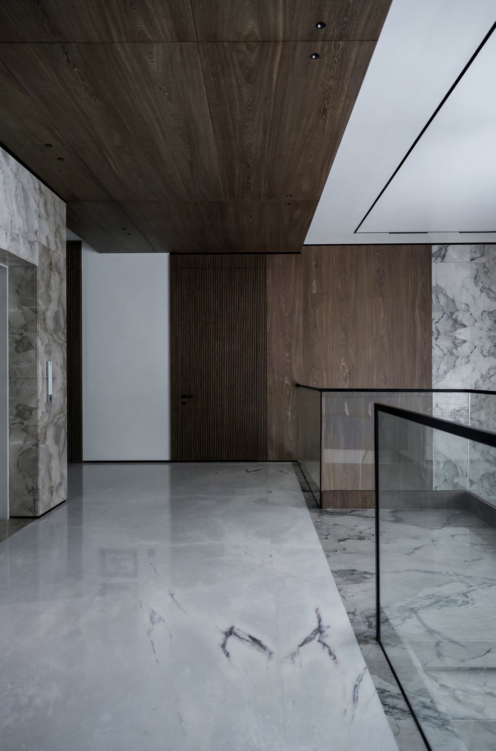 Luxury interior with marble and wood finishes