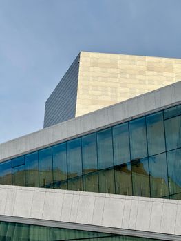 Sleek geometric design of Oslo's Opera House showcasing modern architecture.