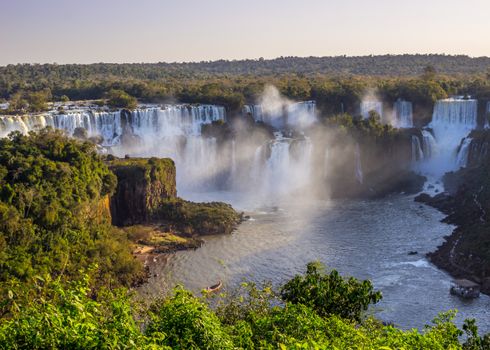 Breathtaking panorama of Iguassu Falls in Foz do Iguaçu, Brazil.