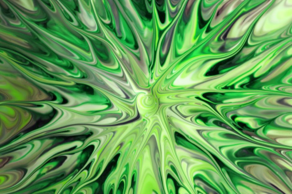 Captivating abstract art with vibrant green swirls, perfect for modern design inspiration.