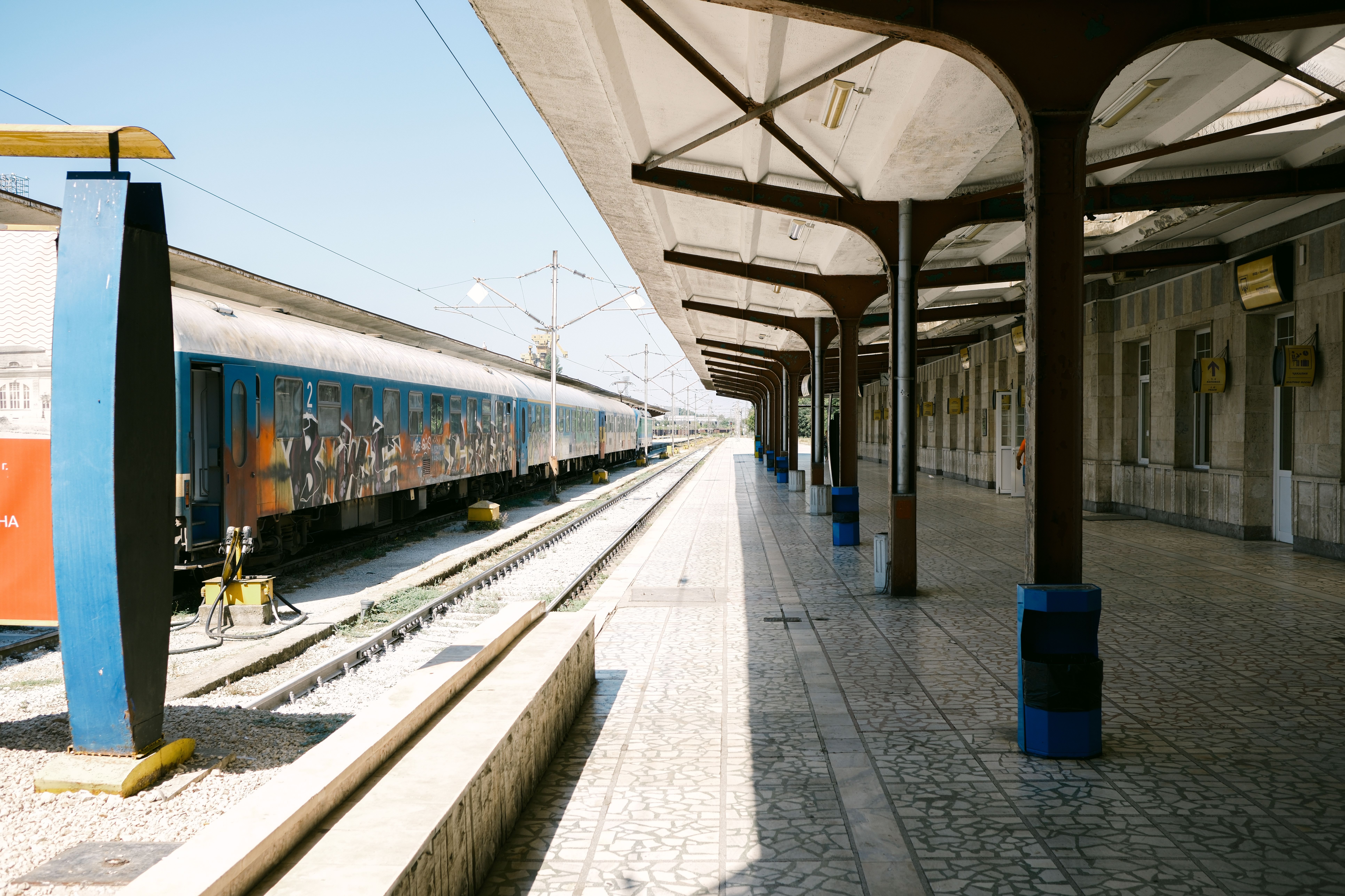 A train at Chisinau railway station in Moldova, ready for departure