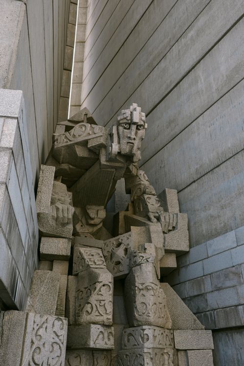 Free Large stone sculpture at the Monument of the Bulgarian-Soviet Friendship in Varna, Bulgaria. Stock Photo