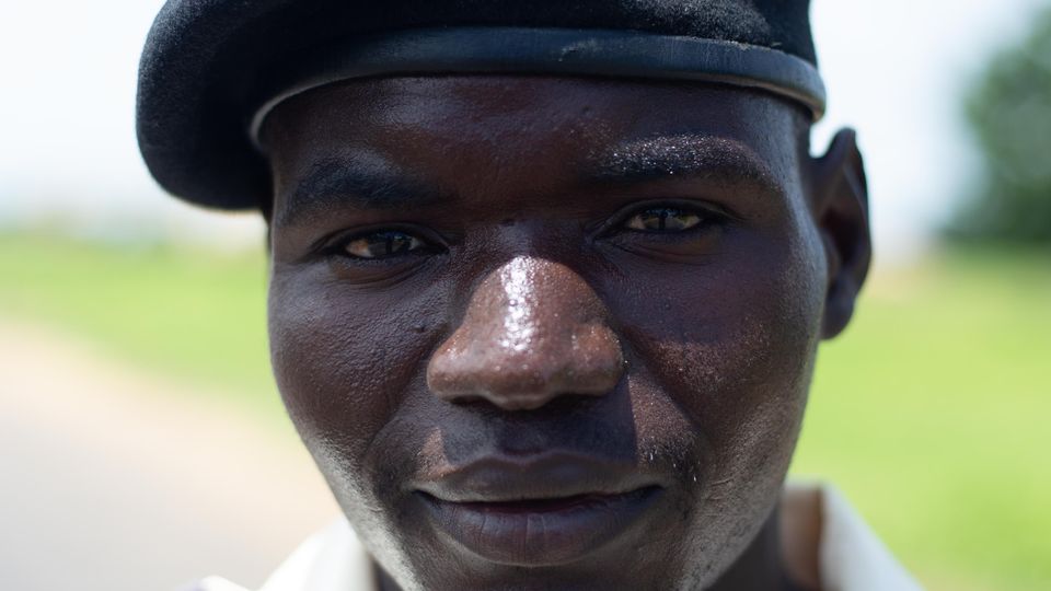 Security guard in uniform and beret