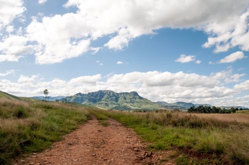 Free Breathtaking view of the Drakensberg mountains under a bright sky in South Africa. Stock Photo
