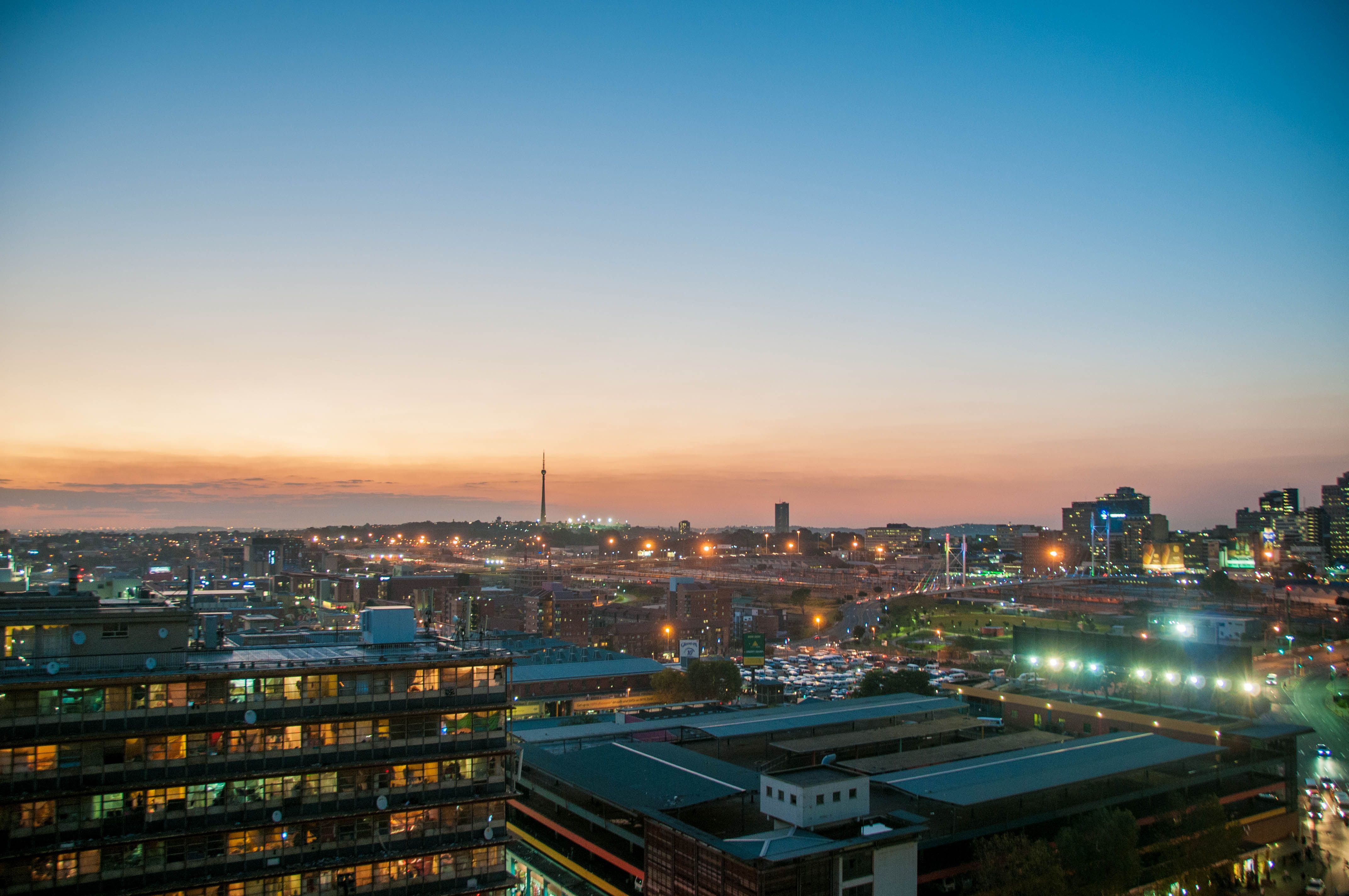 Johannesburg city skyline at twilight