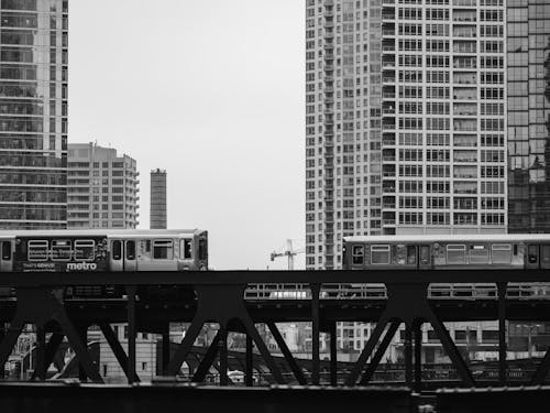 Free Grayscale Photography of Train Stock Photo
