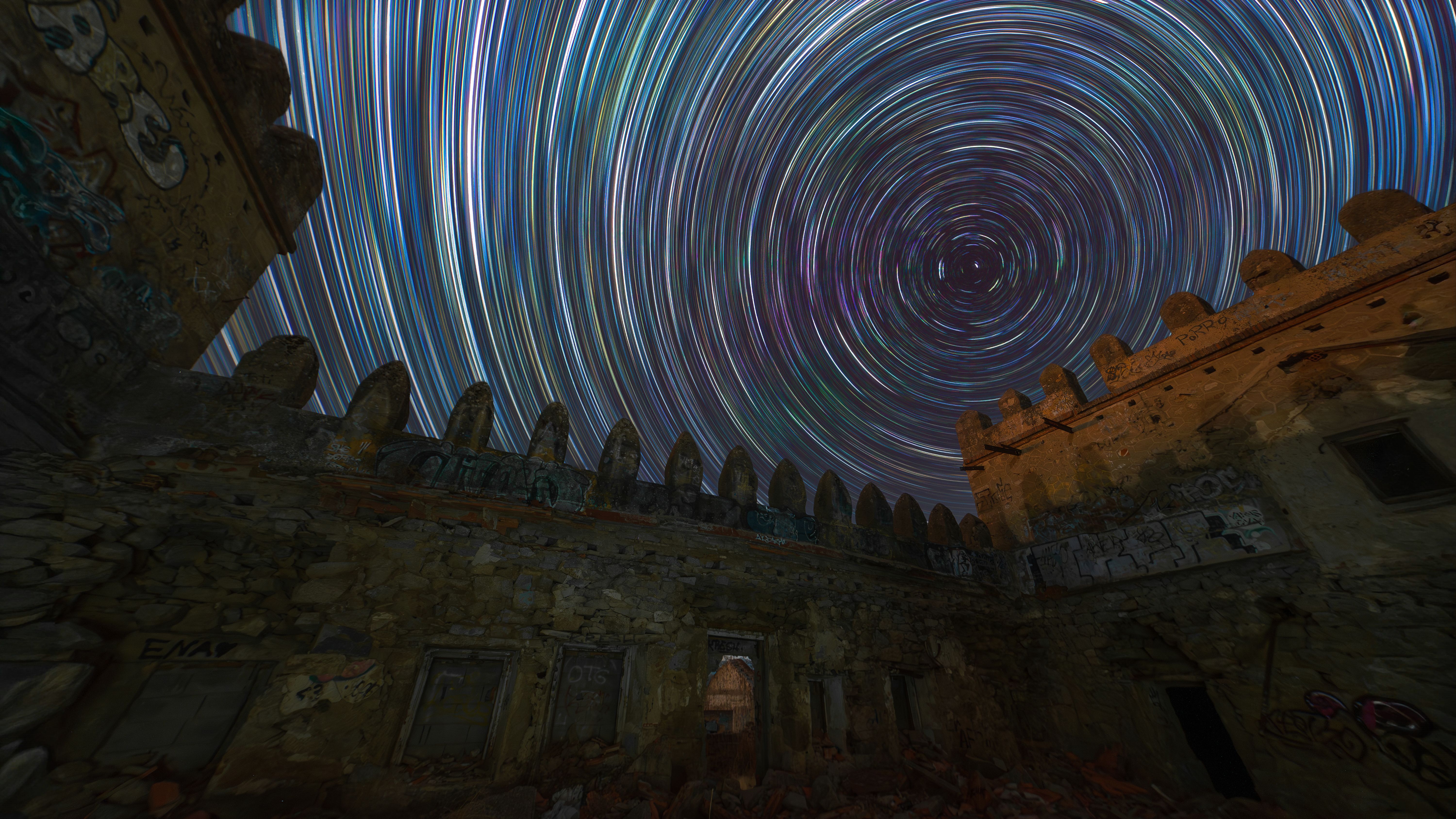 Stunning Star Trails Over Ancient Ruins · Free Stock Photo