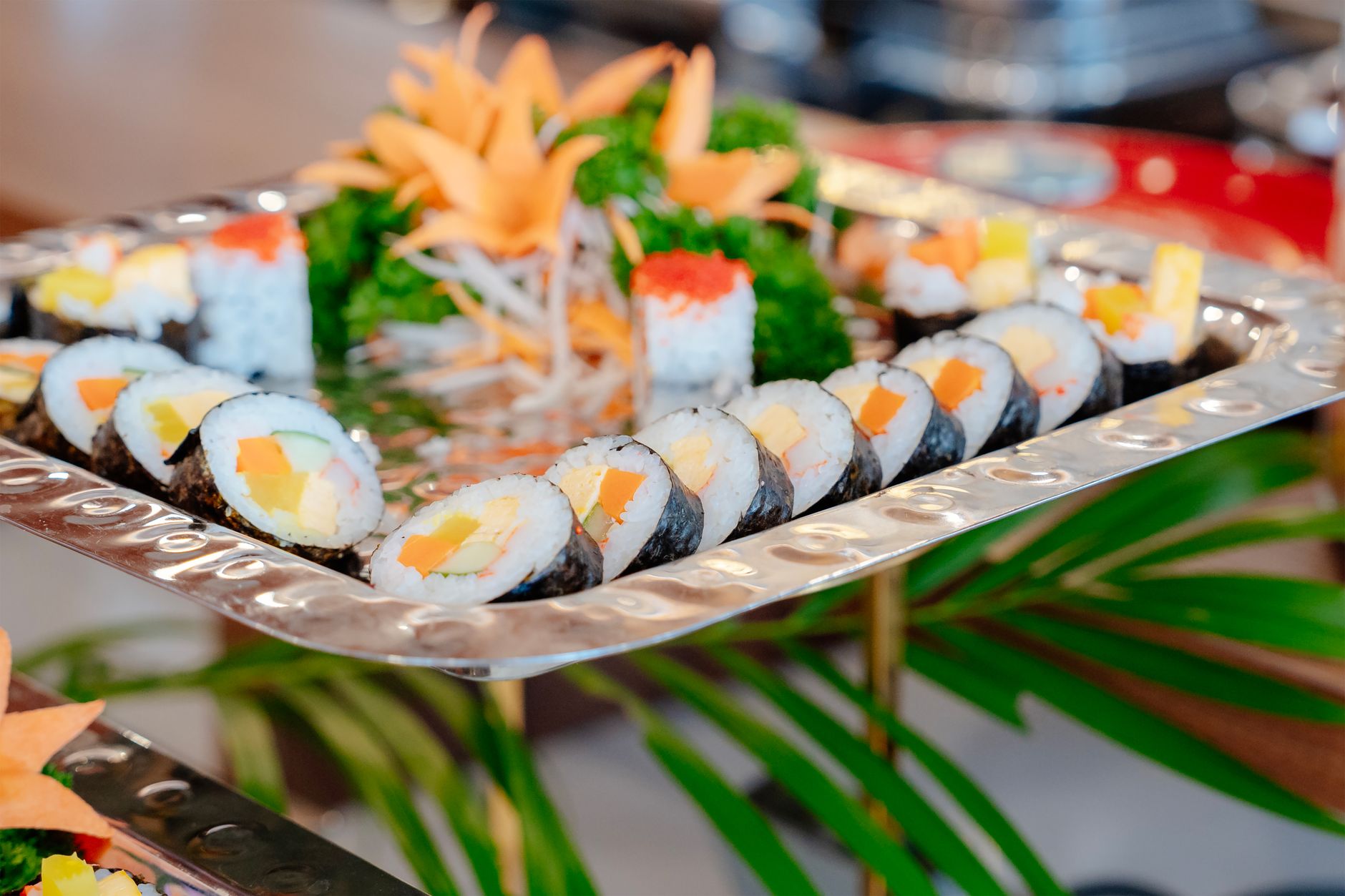 Elegant sushi platter featuring colorful rolls in Nha Trang, Vietnam, perfect for culinary enthusiasts.
