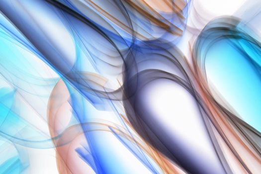 Colorful abstract image featuring dynamic blue and orange wave patterns.