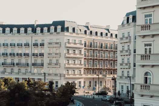 Stunning view of classic architecture in Baku's modern White City, captured during the day.