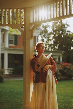 A woman in a bohemian dress poses outdoors, capturing the essence of summer fashion.