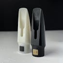 Close-up of Black and White Saxophone Mouthpieces