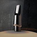 Sleek Black and White Modern Sculpture Close-Up