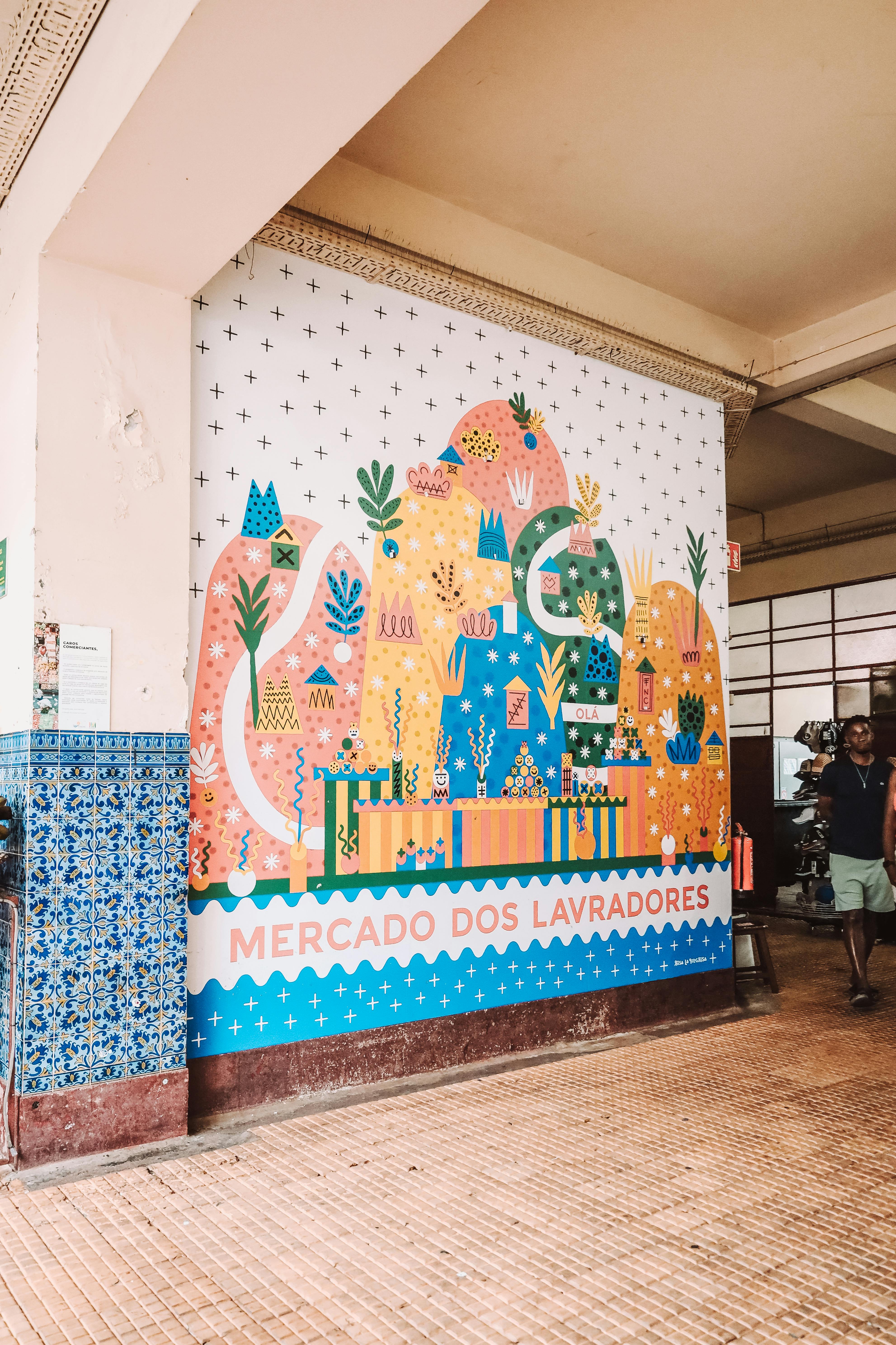 Colorful mural at Mercado dos Lavradores in Funchal, Madeira