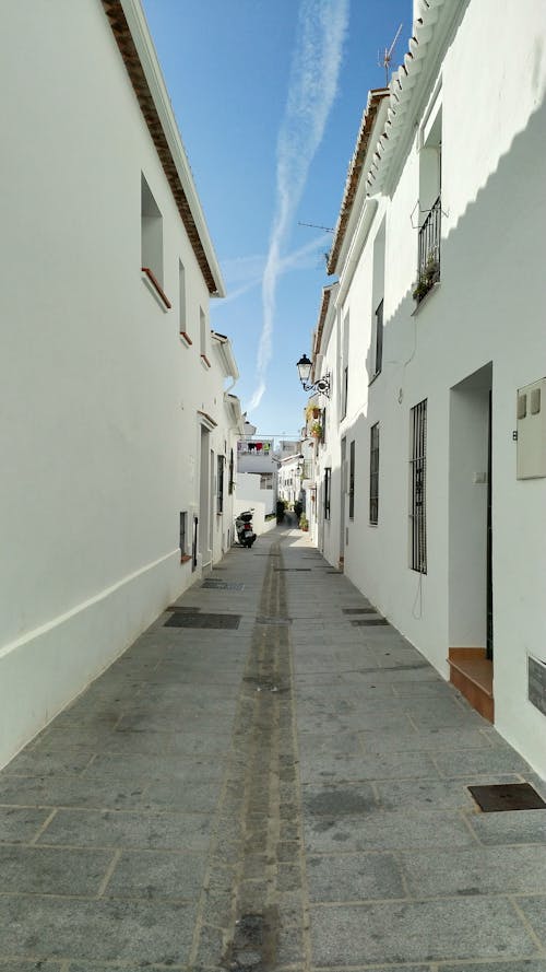 A Narrow Alley between Concrete Buildings