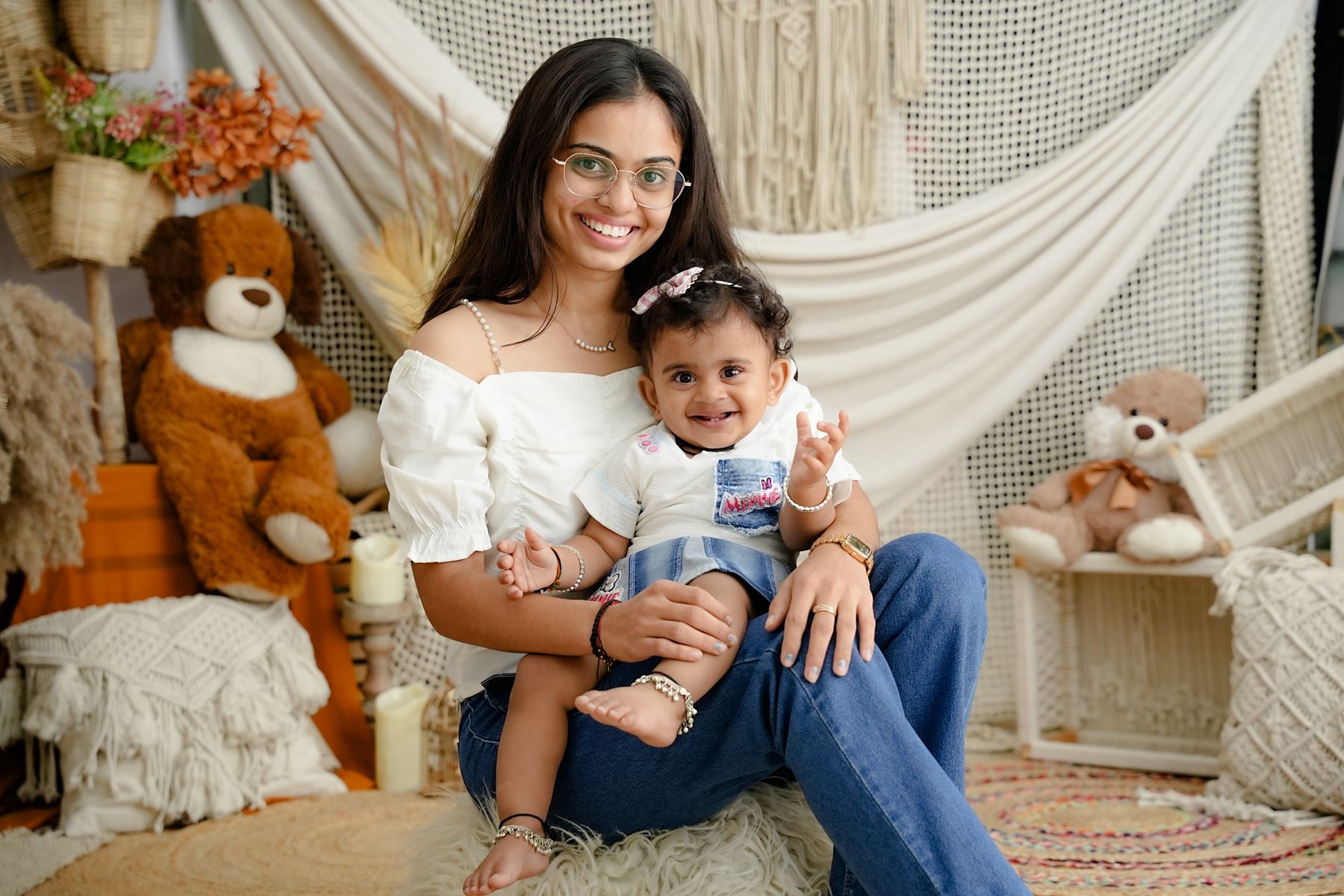 Mother and child in a cozy home interior