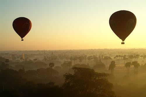 Free Two Hot Air Balloons on Air Stock Photo