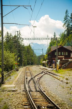 Picturesque Wiesen Station with stunning Swiss Alps backdrop, perfect for travel enthusiasts.