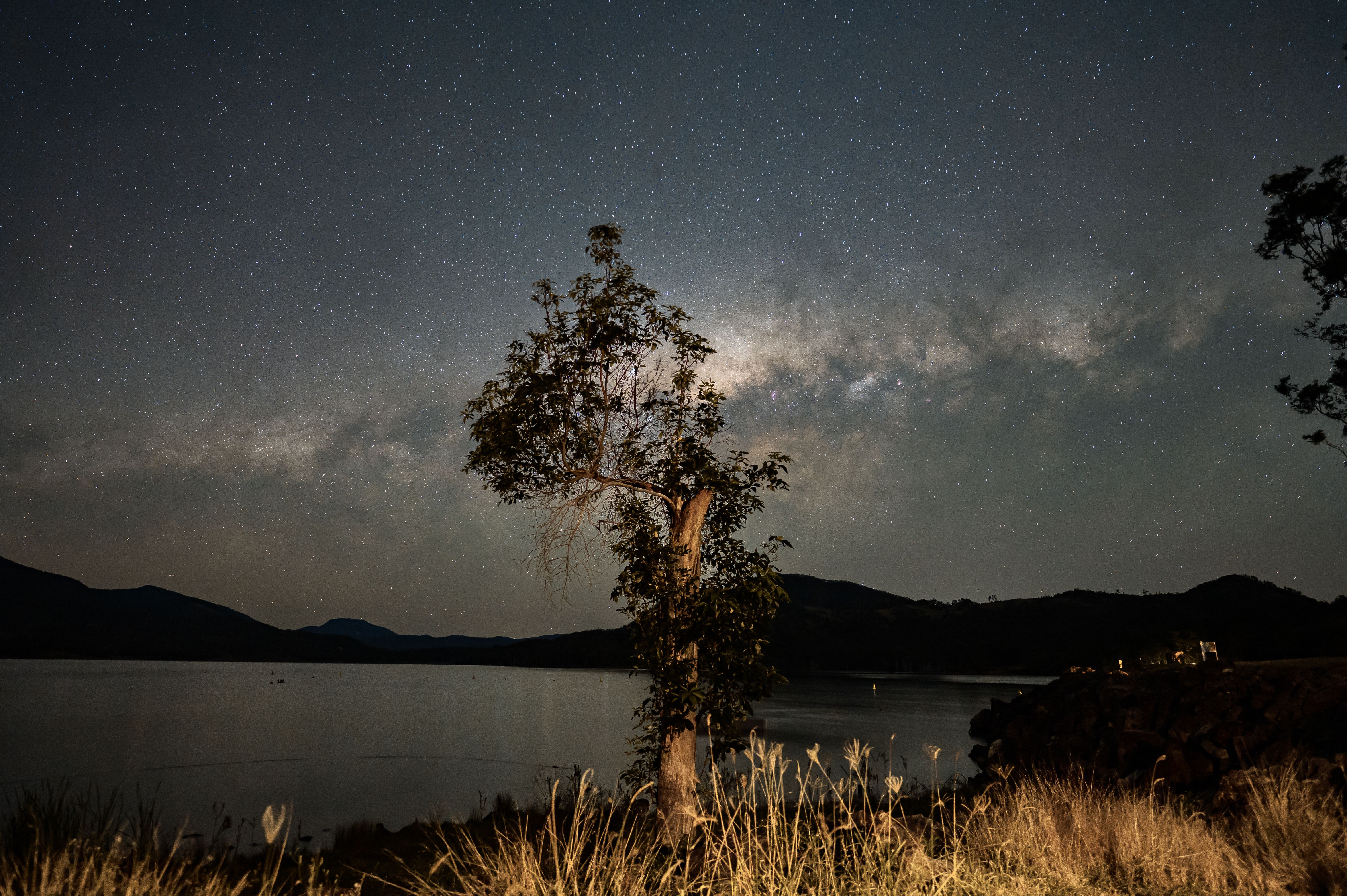 Majestic Night Sky with Milky Way Over Lake · Free Stock Photo