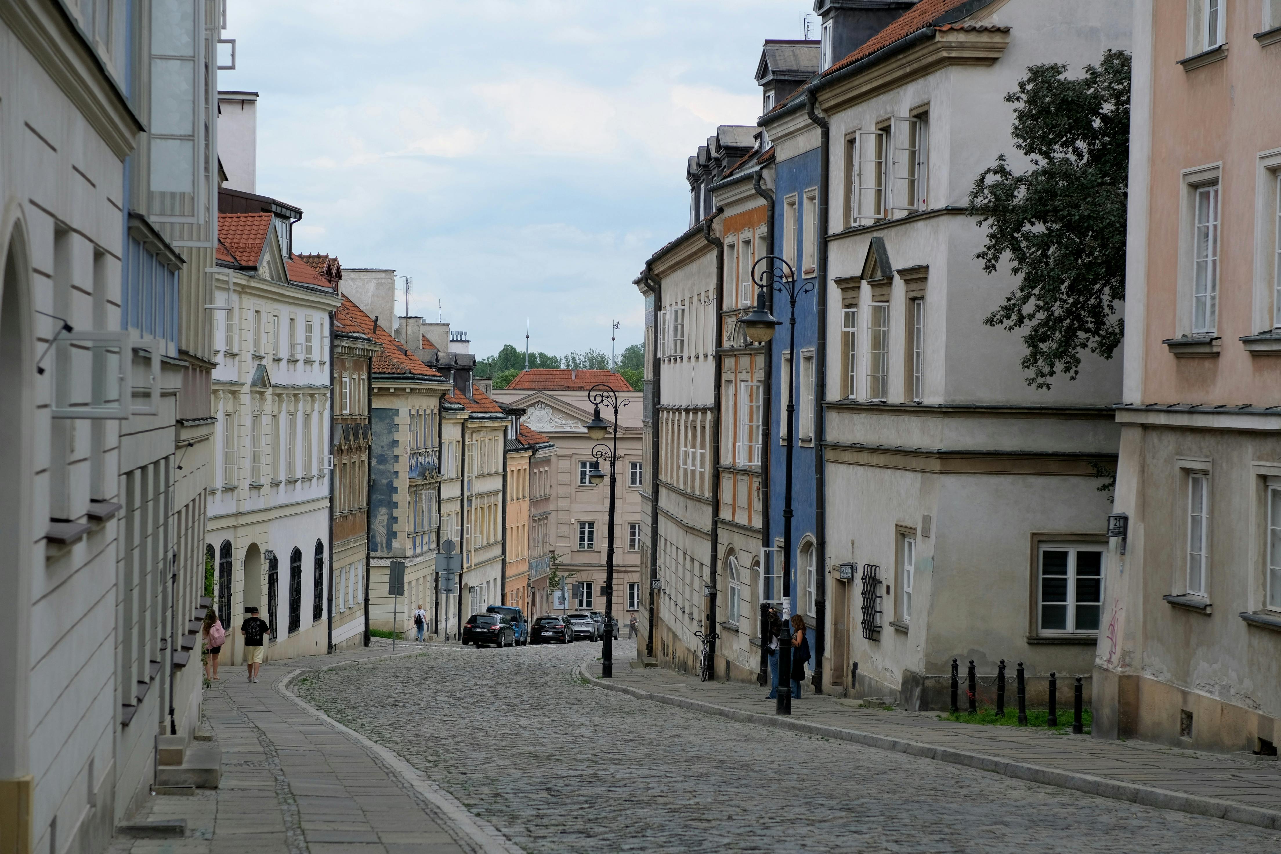 Charming European street with historic architecture