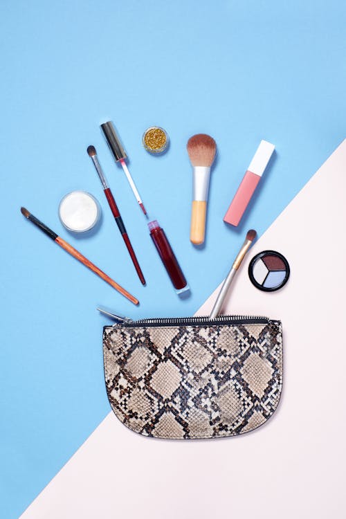 Free Pouch With Several Makeup Stock Photo