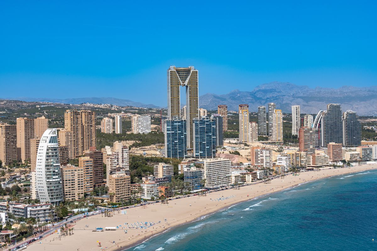 Benidorm skyline over Levante beach