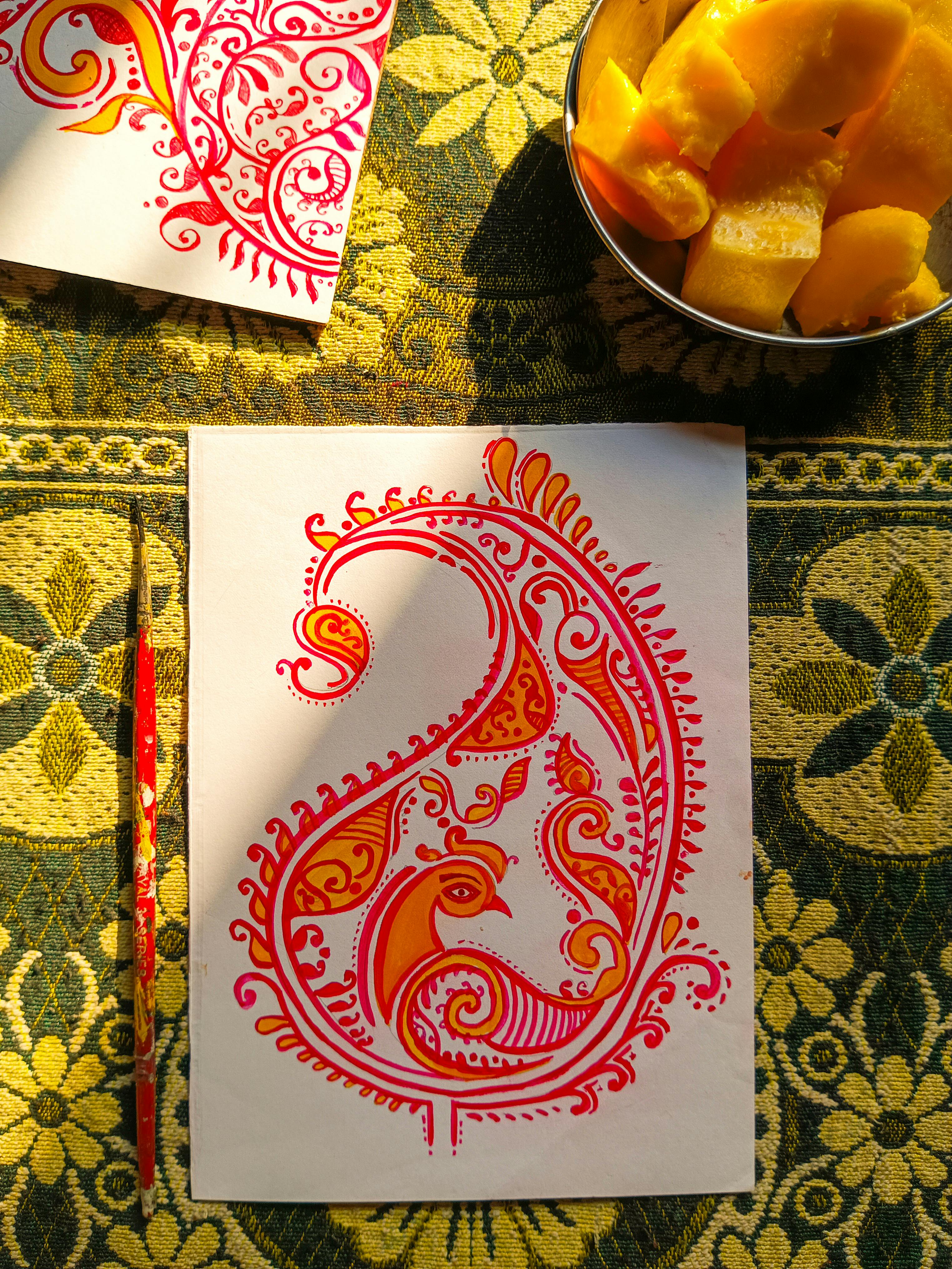 Colorful paisley design on artistic paper