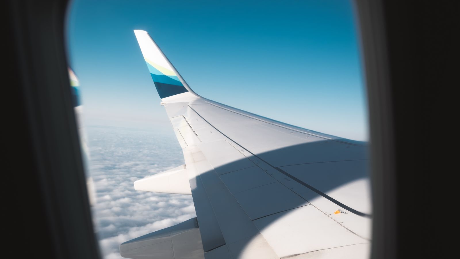 View of an airplane wing from the window seat
