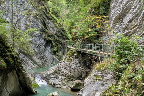Free Explore the breathtaking gorge with a scenic bridge in Broc, Switzerland. Stock Photo