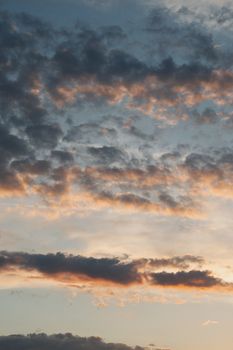 Beautiful and dramatic cloudy sunset sky, providing a breathtaking view over Hungary.
