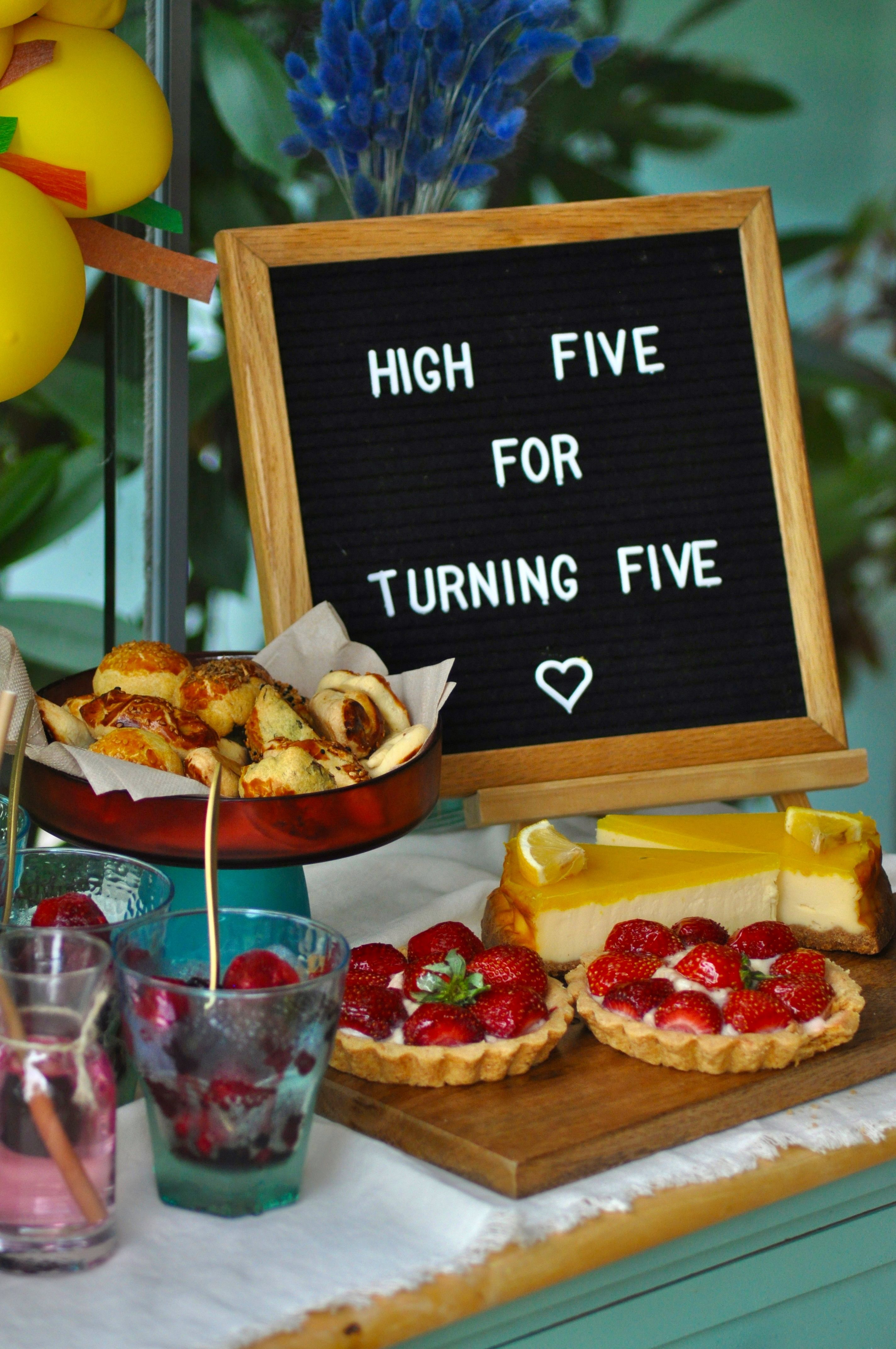 Dessert table with seasonal fruit tarts