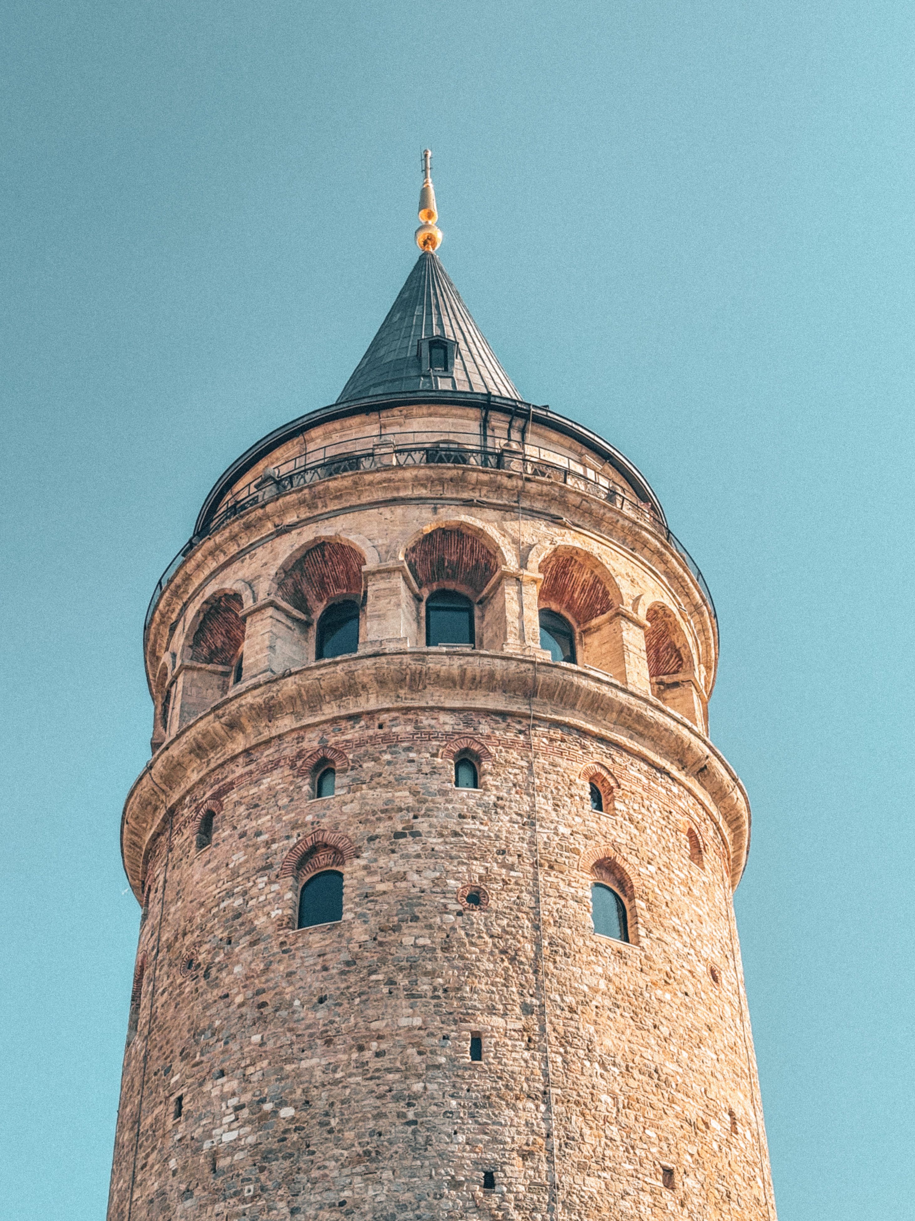 Iconic Galata Tower Against Clear Blue Sky · Free Stock Photo