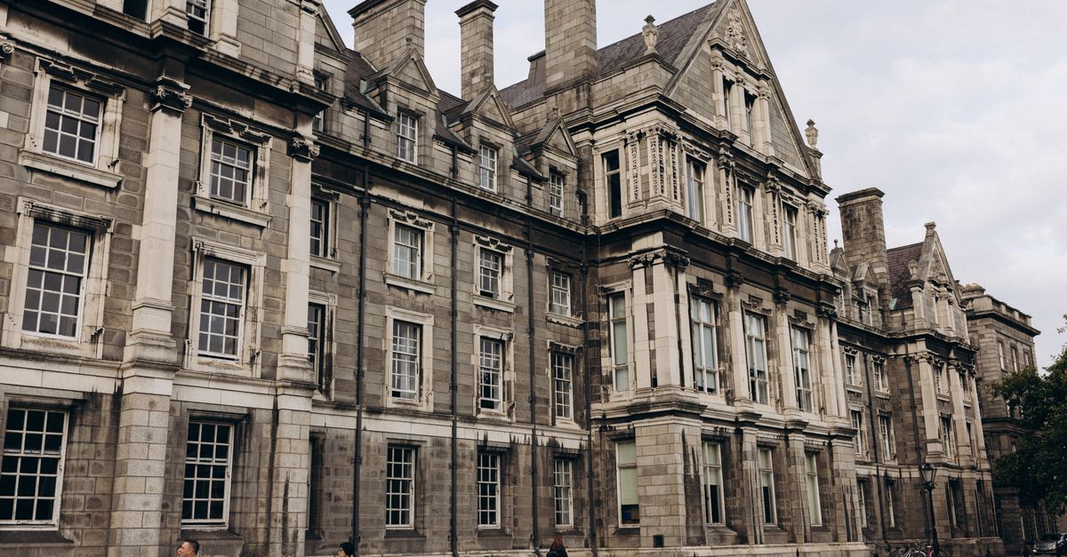 Classic architectural facade of Trinity College, Dublin, Ireland.