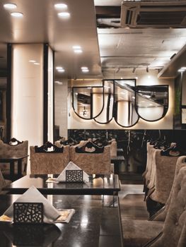 Elegant cafe interior with modern decor and cozy ambiance in Dhaka, Bangladesh.